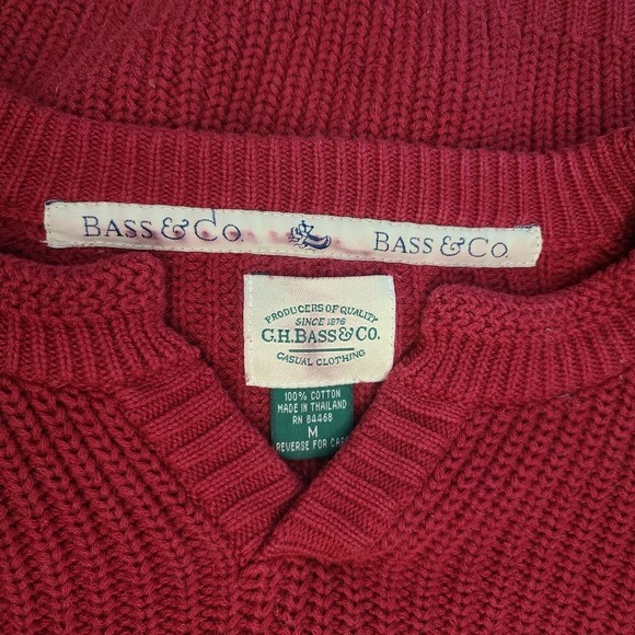 GH Bass & Co Men's Red Cotton Sweater size Medium - Picture 3 of 4